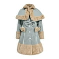 thumbnail image 4 of ClodeEU Woman Coat Clearance Women'S Long Sleeve Woolen Jacket Bow Cape Set Outwear Plush Stitching Coat Rollbacks Gray 12(XXL), 4 of 6