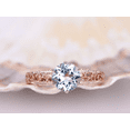 thumbnail image 2 of HeartsAndYou 2ct Natural Round Blue Aquamarine Ring Filigree Solitaire 14k SOLID Rose Gold, 2 of 9