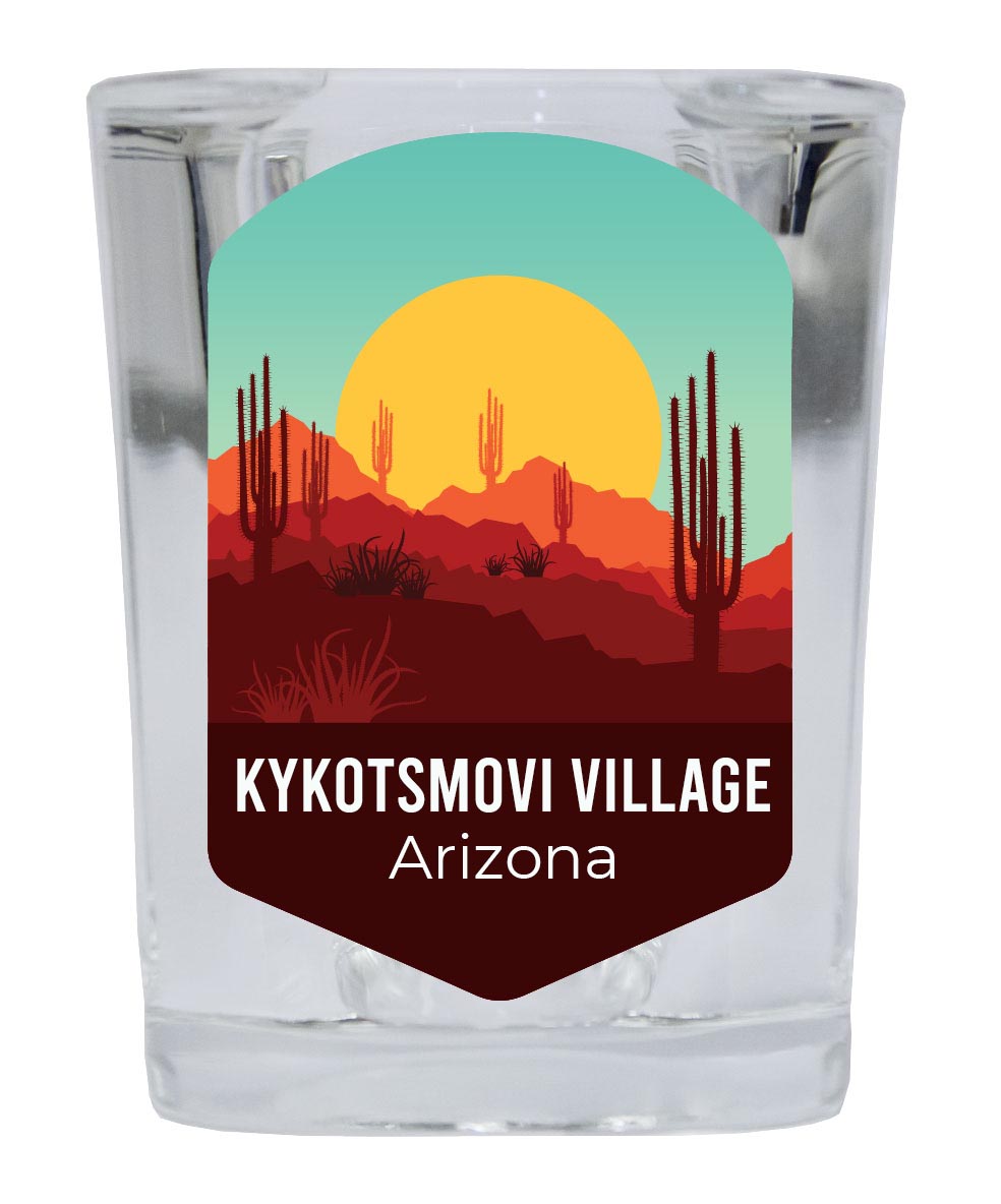 Kykotsmovi Village Arizona Souvenir 2 Ounce Square Shot Glass Desert Design