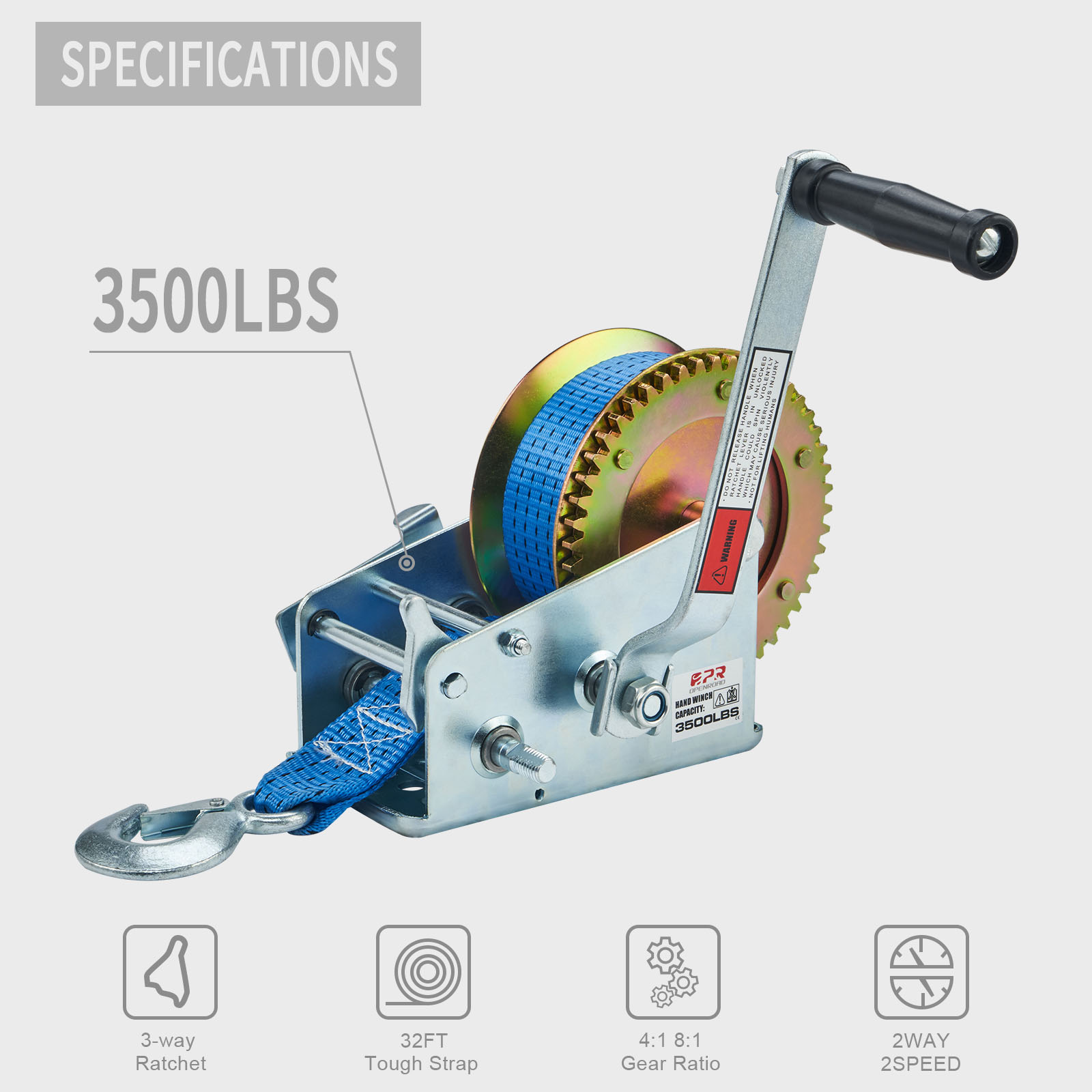 Buy OPENROAD 3500lbs Hand Winch,Boat Trailer Winch Crank with 10m (32ft