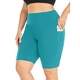 thumbnail image 3 of Lenpel Women's Plus Size Yoga Shorts High Waisted Seamless Stretchy Workout Shorts Athletic Shorts with Pockets, 3 of 6
