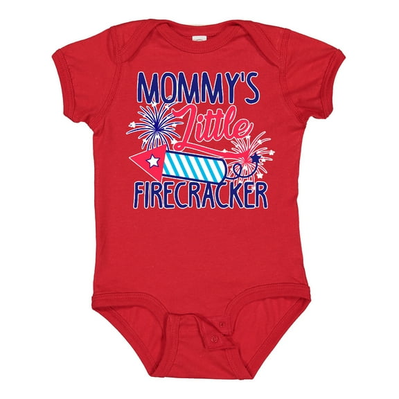 Inktastic Mommys Little Firecracker with Rocket and Fireworks Boys or Girls Baby Bodysuit