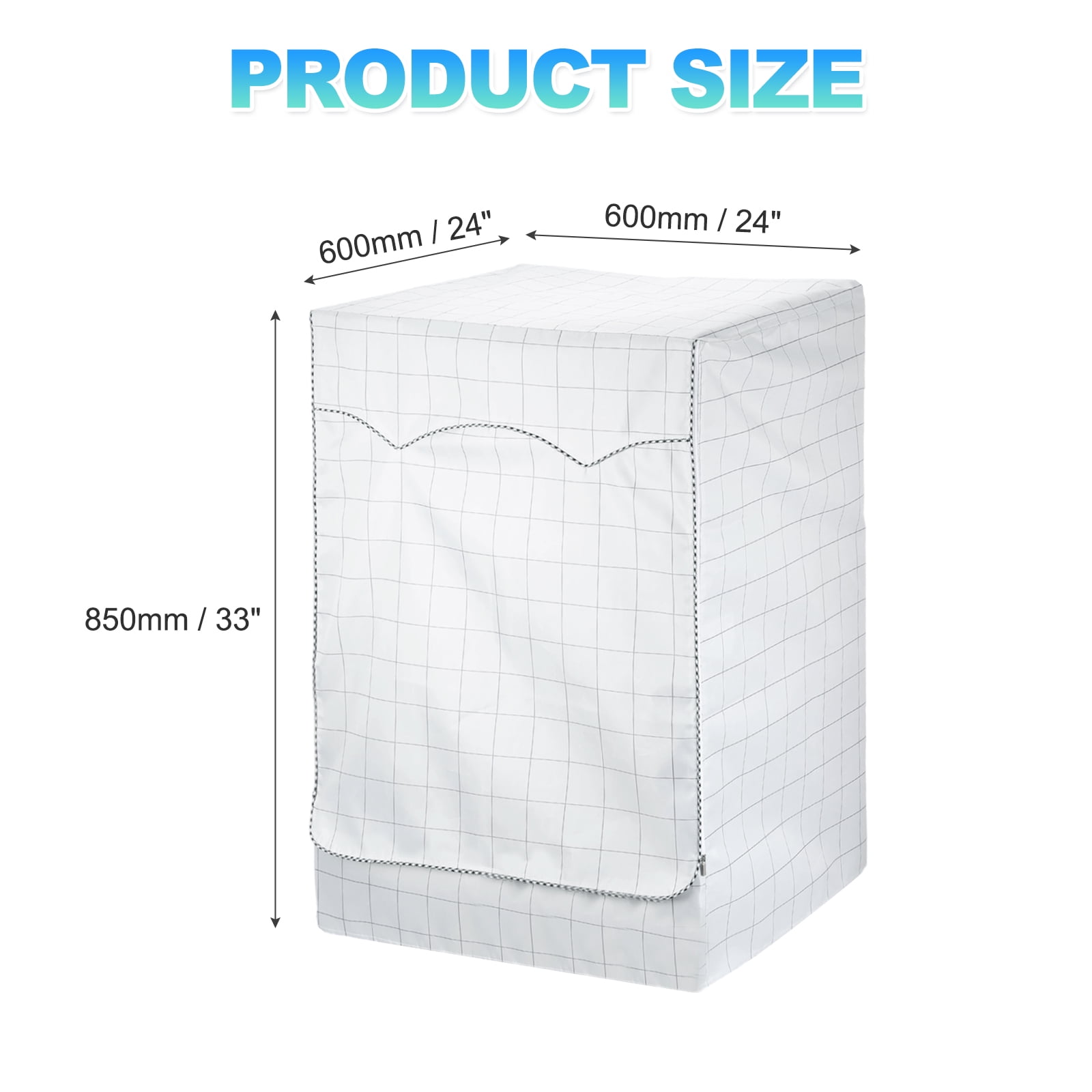 Uxcell Washer and Dryer Covers 24"x24"x33"- Waterproof, Dustproof, Sun-Proof Front-loading 3 Side Washing Machine Cover with Zipper for Laundry Room Balcony, White
