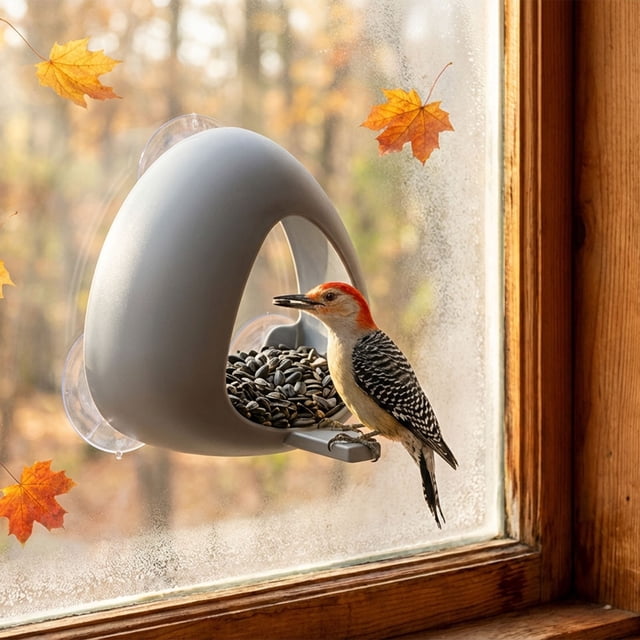 Comedero para Pájaros de Ventana – Comedero con Bandeja de Ventosa para Decoración de Exteriores, Jardín o Patio, Fácil Instalación Sin Taladrar, Diseño de Plástico Duro a Prueba de Fugas.