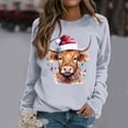 thumbnail image 2 of Chandail en Molleton Décontracté à Manches Longues pour Femmes, Imprimé Vache Western de Noël, 2 of 4