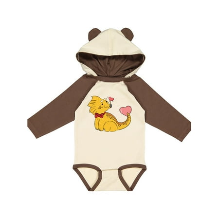 

Inktastic Yellow Triceratops with Red Bowtie and Pink Hearts Gift Baby Boy or Baby Girl Long Sleeve Bodysuit
