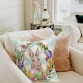 thumbnail image 3 of Happy Easter Pillow Covers 16x16 Inch Set of 4 Spring Flower Wreath Rabbit Egg Nest Butterfly Bunny Holiday Home Spring Decorations Throw Pillow Cases Cushion Cover for Sofa Couch, 3 of 6