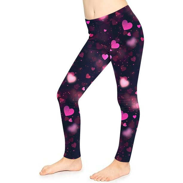 Odeerbi 3-8 Años Niñas Leggings Día de San Valentín Mallas Elásticas Pantalones de Verano Cintura Alta Panty Suave