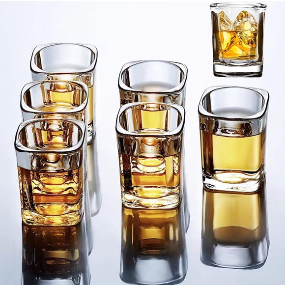 Juego de 6 vasos shot Hlukana transparentes cuadrados de 65 ml