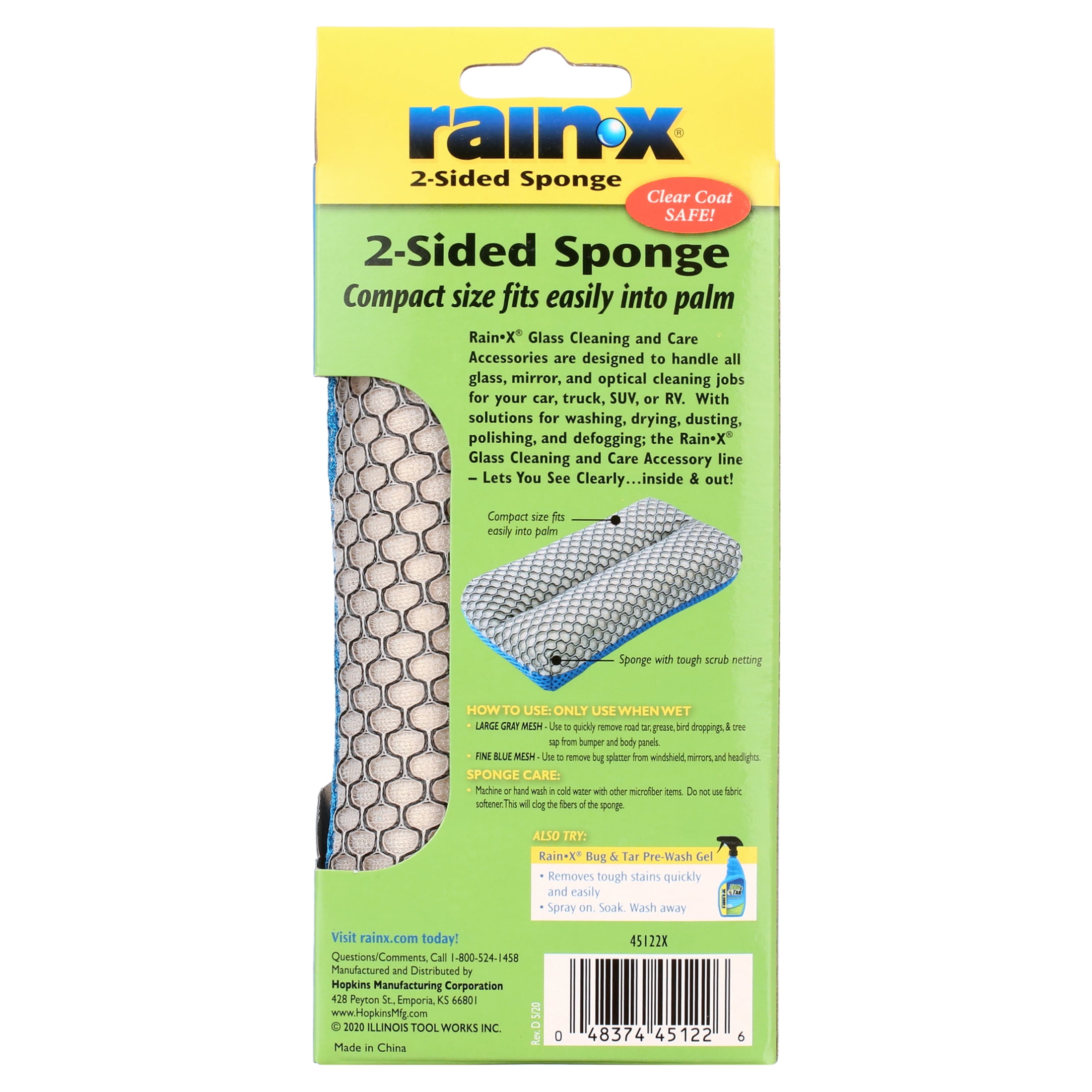 (2 pack) Rain-x Compact 2-Sided Automotive Bug Grime and Tar Sponge