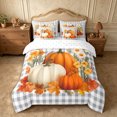 thumbnail image 3 of Erosebridal Plaid Pumpkin 7-Piece Twin Bedding,Fall Harvest Bedding Comforter Set,Grey,Reversible, 3 of 6