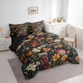 thumbnail image 3 of jejeloiu Colorful Botanical Flower 7-Piece Bedding Comforter Set,Kids Vintage Books King Bedding Sets For Kids Reversible, 3 of 8