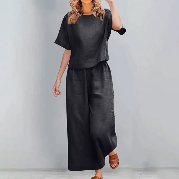 GTEYOIJN A Solid Color Outwear Suit with a Bomber Jacket Round Neck Top and Matching Pants Modern Women's Casual Ensemble