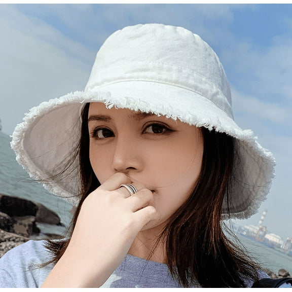 Ladies sun bucket hat cotton hat teen girl wide brim floppy summer beach hat