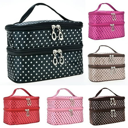 Heepo Women Large Cosmetic Makeup Bag Case Travel Double-Deck Toiletry Wash Pouch