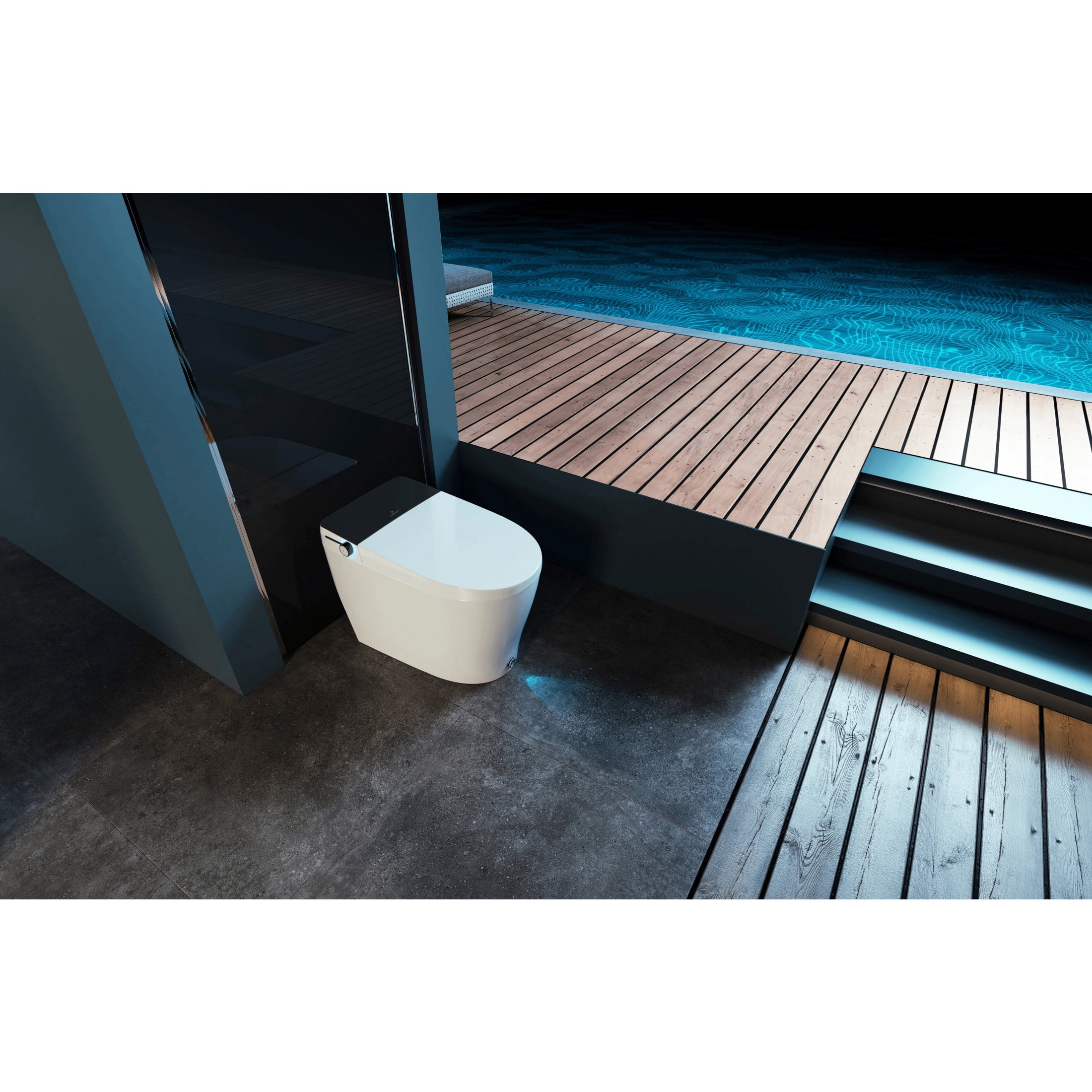 Kingston Brass VSC39910 Edison Smart Toilet, White/Matte Black