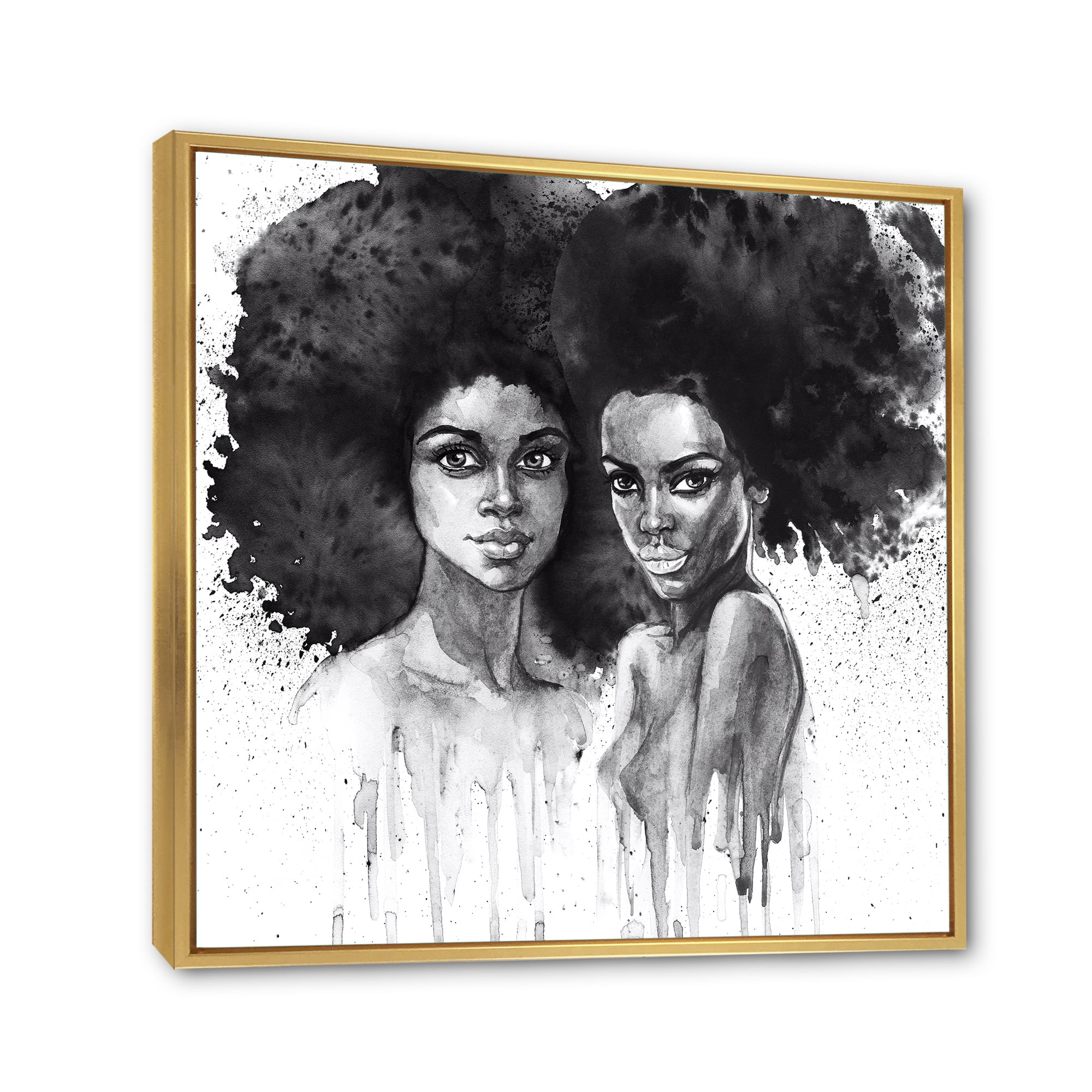 Designart 'Portrait of Afro American Woman XI' Modern Framed Canvas Wall Art Print