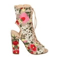 thumbnail image 2 of Women Sheer Mesh Peep Toe Lace Up Corset Embroidered Block Heel Ankle Boot HD79, 2 of 6