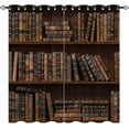 thumbnail image 3 of Bookshelf Curtains - Rustic Wood Study Old Book Vintage Retro Print Design Pattern Home Decor Grommet Window Drapes for Living Room Bedroom Study Office Cafe 42"W x 63"L (Pack of 2), 3 of 6
