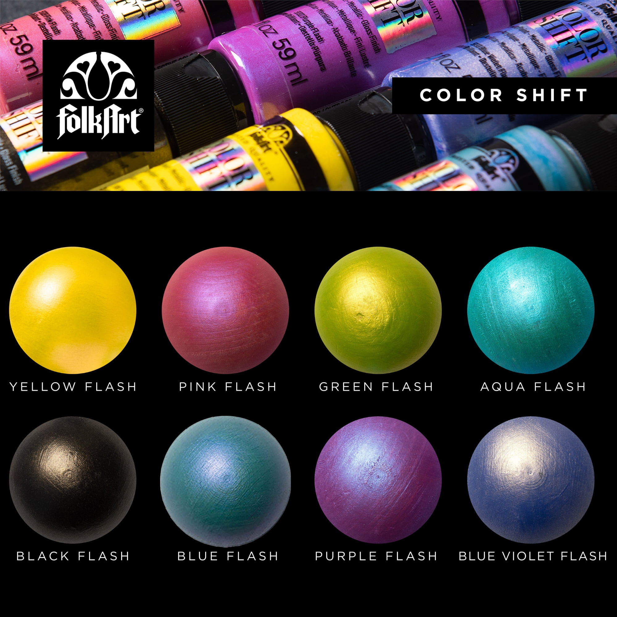 Aqua Flash Folkart Color Shift Acrylic Paint in Assorted 