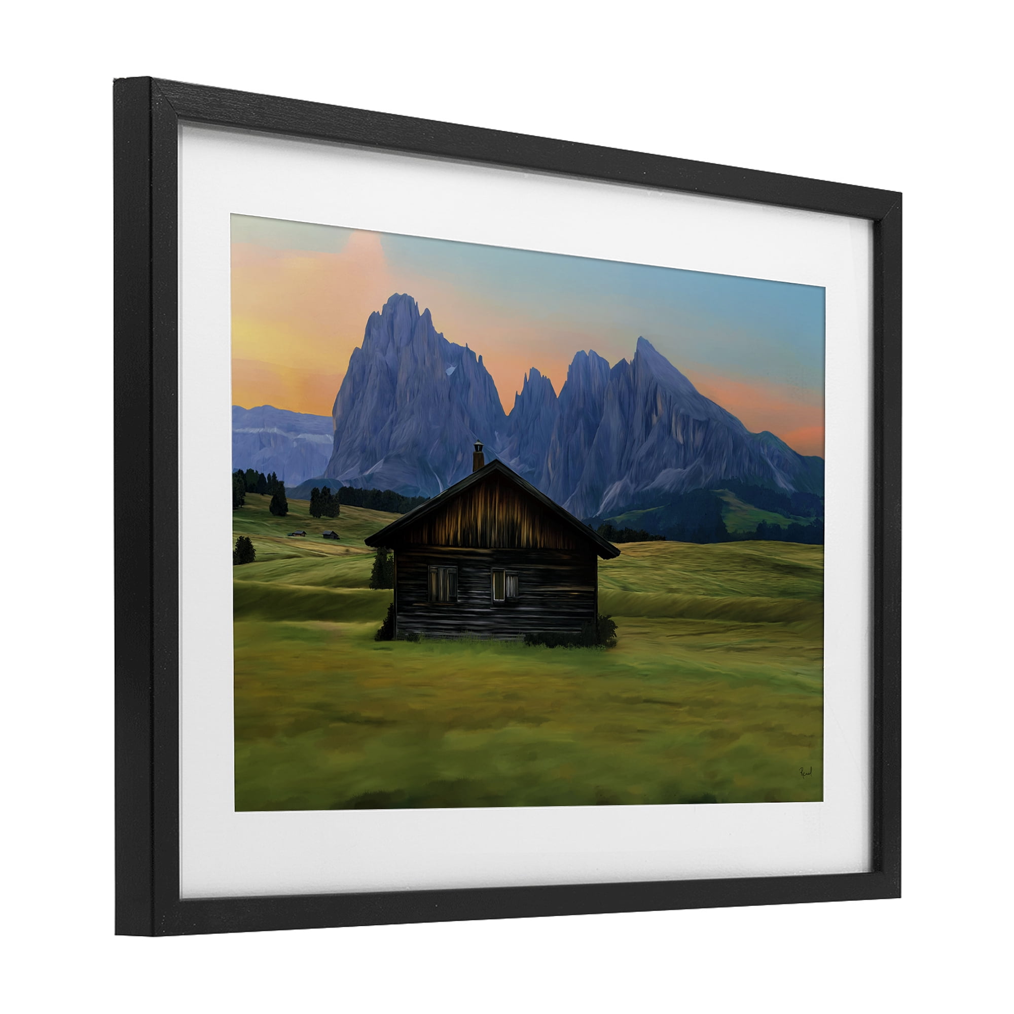 Stupell Industries Solitary Cabin with Looming Cliffs Black Framed Print Under Glass, design by Renel Peters