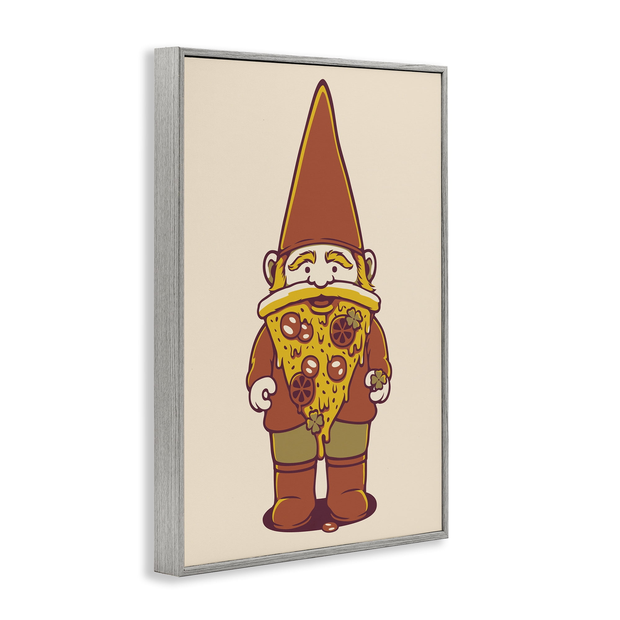 Stupell Industries Happy Pizza Gnome Gray Framed Giclee Art, design by Tobe Fonseca