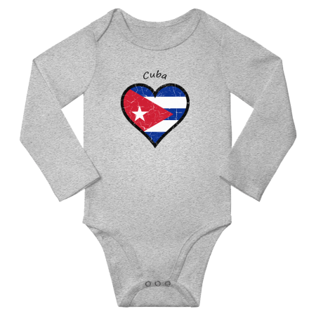 

Cuba Flag Heart Love Baby Long Sleeve Bodysuit (Gray 12 Months)