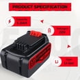 thumbnail image 3 of 2Packs LB2X4020 20V 5.0Ah Replacement for Black and Decker LB2X4020 LBXR20 LB20 LBX20 LBXR2020-OPE LBXR20B-2 LST220 LST300 Lithium Battery, 3 of 6