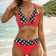 thumbnail image 2 of vigerkar Women's Bikini Swimsuits V Neck High Waisted 2 Piece Bathing Suits Red, S, 2 of 9