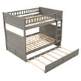 thumbnail image 6 of Full Over Full Bunk Bed with Twin Size Trundle, Pine Wood Bunk Bed with Guardrails, Brushed Gray, 6 of 13
