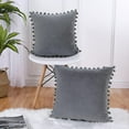 thumbnail image 3 of EastVita Throw Pillow Covers With Pom Poms Soft Solid Velvet Pillow Cases Square Decorative Cushion Covers For Couch Bedroom Car Sofa Outdoors, 3 of 8