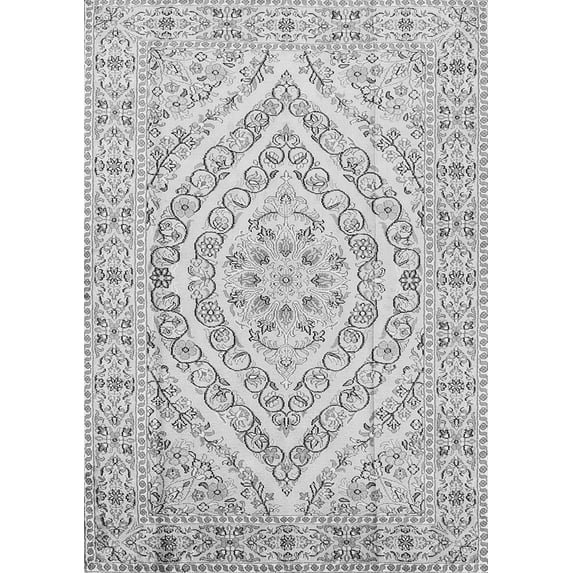 Ahgly Company Indoor Rectangle Medallion Gray Traditional Area Rugs, 5' x 7'