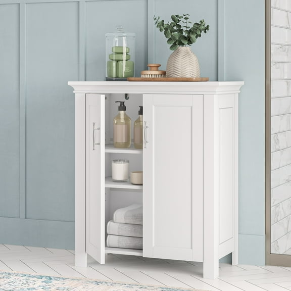 RiverRidge Somerset 2-Door Bathroom Linen Storage Cabinet Organizer Shelf - White