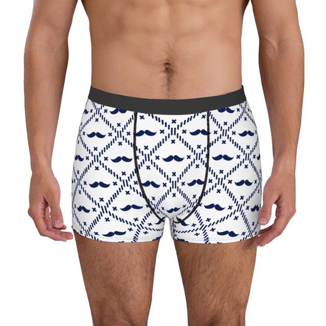 Fotbe Hipster Mustache Calzoncillos Tipo Boxer con Bolsa de Soporte Total para Hombre, X-Temp Fresco, Transpirable y de Secado Rápido-Medium