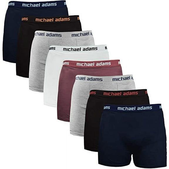 Michael Adams Mens Boxer Briefs 8 Pack Cotton Underwear Regular Leg Breathable All Day Comfort Active Underwear