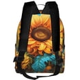 thumbnail image 3 of Lsque Deep Yellow Colorful Sunflower Pattern Backpack – School Travel Canvas Daypack with Ergonomic Padded Straps, Multiple Compartments & Leather Handle, 3 of 5