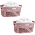 thumbnail image 1 of L Laundry Basket Clothes Hamper Wicker Design Plastic L x .W x .H Ivory, 1 of 8