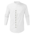 thumbnail image 3 of Mens Casual Button Down Shirts Solid Color Retro Cotton Linen Loose Long Sleeved Beach Mens Dress Shirts Sportwear, 3 of 3