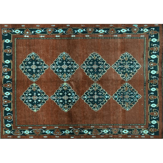 Ahgly Company Indoor Rectangle Abstract Light Blue Contemporary Area Rugs, 8' x 10'