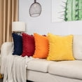 thumbnail image 4 of PEACNNG Decorative Throw Pillow Covers with Pom-poms 18 x18, Soft Corduroy Solid Square Cushion Cases Set for Couch Sofa Bedroom Car Living Room (18x18 Inch/45x45 cm), 4 of 5