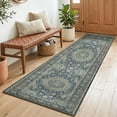 thumbnail image 2 of 2x5 Hallway Runner Rug, Washable Non Slip Low Pile Soft Distressed Dusty Teal Oriental Vintage Rugs for Kitchen Bedroom Entryway Laundry Living Room, 2 of 11