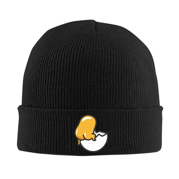 Gudetama Beanie Hat Winter Warm Knit Cuffed Cap For Women Men Black