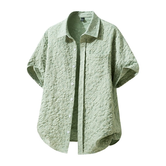 Mens Hawaiian Shirt Short Sleeve Button Down Shirts Tropical Floral Summer Beach Shirts Green M