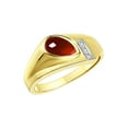 thumbnail image 3 of RYLOS Men's Rings 14K Yellow Gold Ring - Timeless Pear Shape Cabochone Gemstone & Diamonds - Tear Drop Cabochon GARNET Rings For Men Size 11, 3 of 6