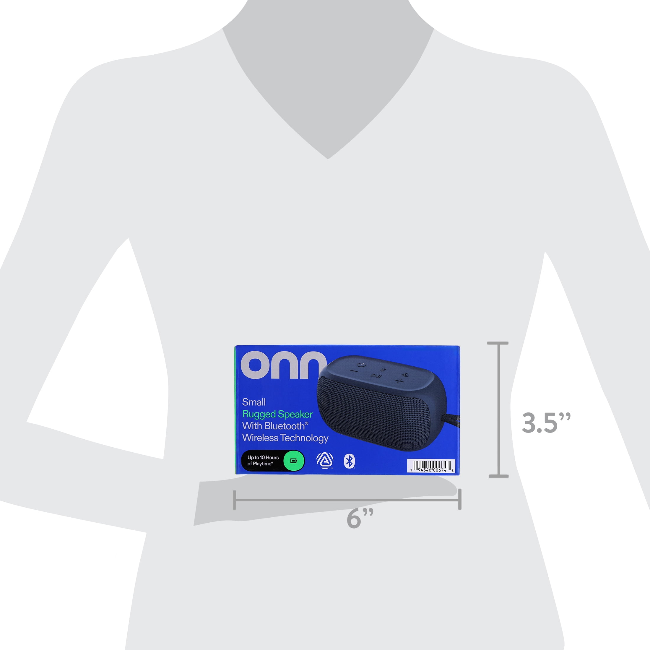 onn Small Rugged Speaker with Bluetooth Wireless Technology, Graystone