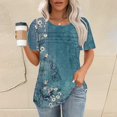 thumbnail image 2 of Outfmvch Chemises à Manches Courtes pour Femmes, Col Rond pour Femmes, Chemises Bleues pour Femmes, T-Shirt Formel Vêtements Froissés devant Col en V, Hauts Col Roulé pour Femmes, T-Shirts Graphiques pour Femmes Bleu L, 2 of 5