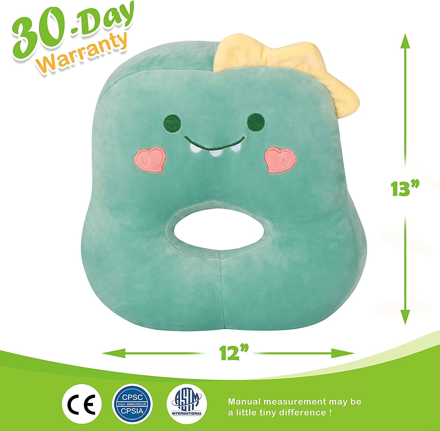 CozyWord 10’’ Dinosaur Hand Warmer Pet Pillow Cartoon Decorative Plush Hug Toy Cute Stuffed Animal for Home Office Birthday Gifts for Kids