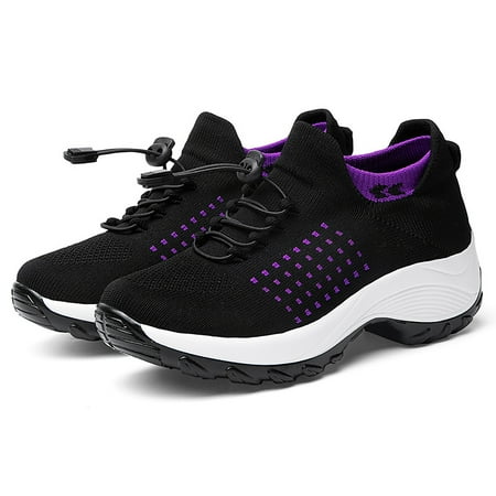 HEVIRGO Women Lace-up Arch Support Breathable Sneakers Running Platform Tennis Shoes