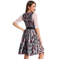 thumbnail image 3 of 3 Piece Women Bavarian Dirndl Dress Floral Print Oktoberfest Costume Party Outfit Set, 3 of 5