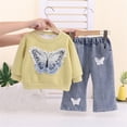 thumbnail image 4 of VIPOIN Girls 2 Piece Outfit Set, Butterfly Patch Crewneck Sweatshirt & Wide Leg Jeans, Cute Clothing Set, 4 of 7